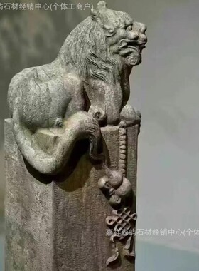 厂家青石拴马桩园林石雕仿古喜狮栓马桩石柱酒店庭院公园装饰摆件
