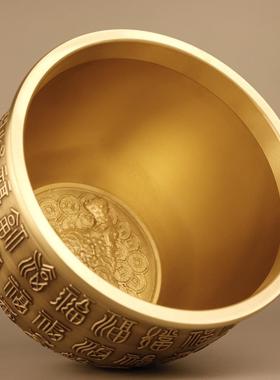 黄铜浮雕百福缸铜福字缸摆件家居装饰办公桌面创意礼品工艺品