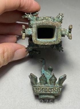 新款仿古春秋青铜莲鹤方汉壶古典雅办公室客朴厅装饰品摆件古战玩