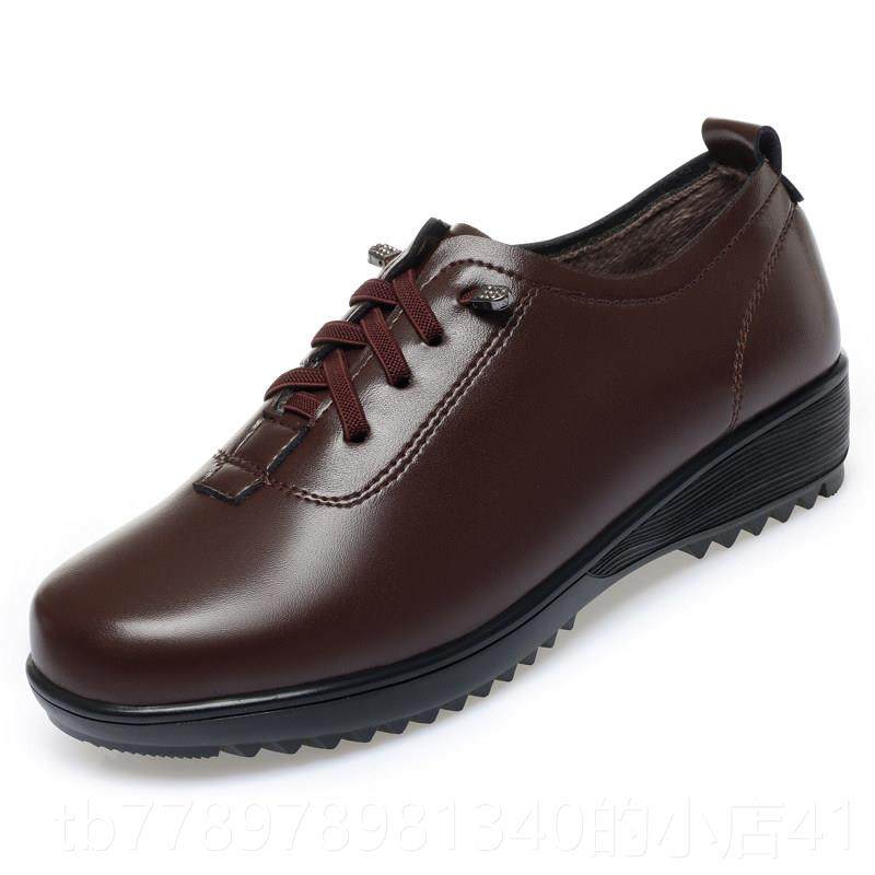 高档全皮真皮单鞋平底软底低皮跟春秋新款中老牛年妈妈女鞋鞋大码,淘宝优惠券,粉丝福利购,淘宝优惠卷