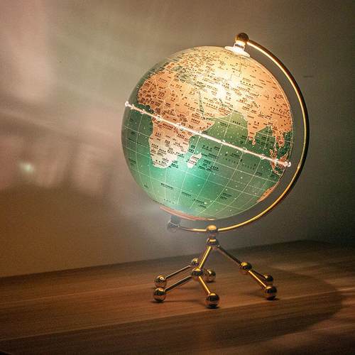 微方的地球星耀发光重金属地球仪灯光夜光桌面摆件家具装饰模型 - 图0