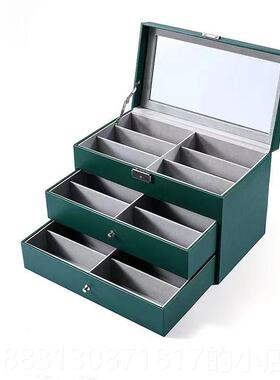 正品梦冉18位眼镜收纳盒品多层抽屉太阳阳眼展镜收藏盒子太眼镜摆