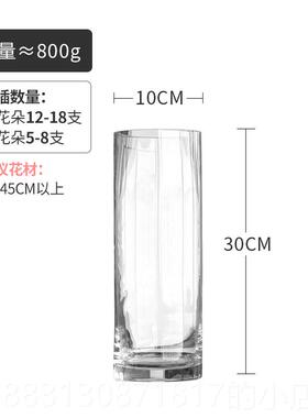 正品透明加厚直筒玻花瓶璃培植物芍药水养龙柳马木富水贵竹专醉用
