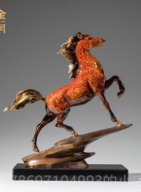 新款《马到成功》铜公金岁月大漆全黄办铜马摆工艺品铜器室桌面件