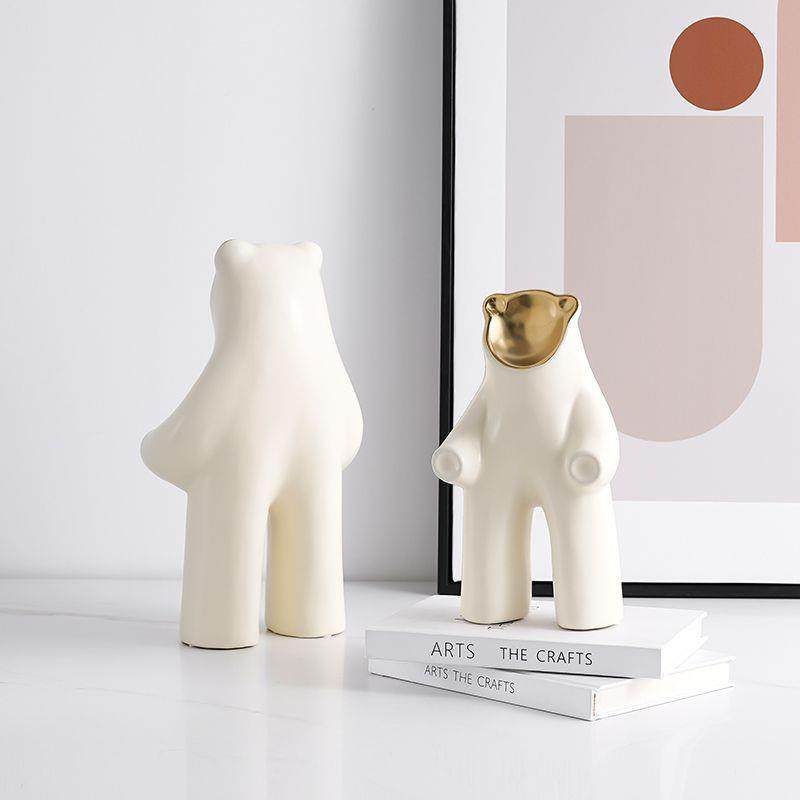 现创代奶瓷油风抽象打气熊陶摆件时尚样板HRU间视柜儿童房意装饰,淘宝优惠券,粉丝福利购,淘宝优惠卷