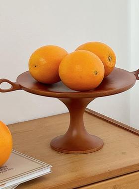 TPB中古原木色双耳果盘酒店民放宿客家厅茶几用水果摆托盘艺风术