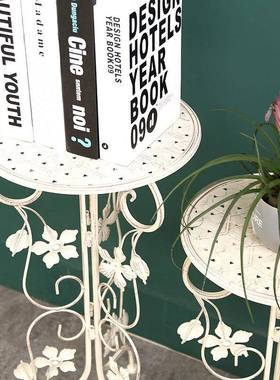 欧落地花架101旁简约白色铁艺置物架酒店发沙装饰架创意玄关置物