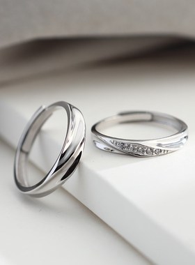 莫比乌斯情侣戒指999纯银对戒小众设计一对男女款刻字情人节礼物