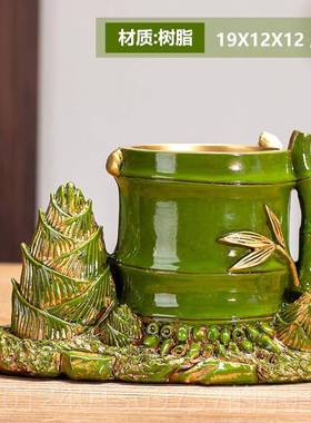 高档古国竹竹高风升笔筒摆件老板复办公室装品送领导老师礼物饰品