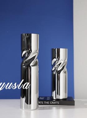 极简瓶风客厅茶几插花售楼干处玻璃餐厅桌面花件器别墅YOQ摆软装