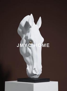 大新中式奢轻意式客厅装饰品DBO马首部动物摆件落地摆件尊工艺品