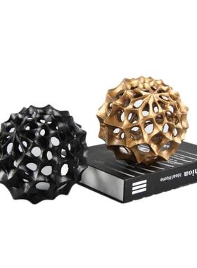 创意石榴极间简新中式软装摆件样板软NMJ金属球古架书柜博装饰品