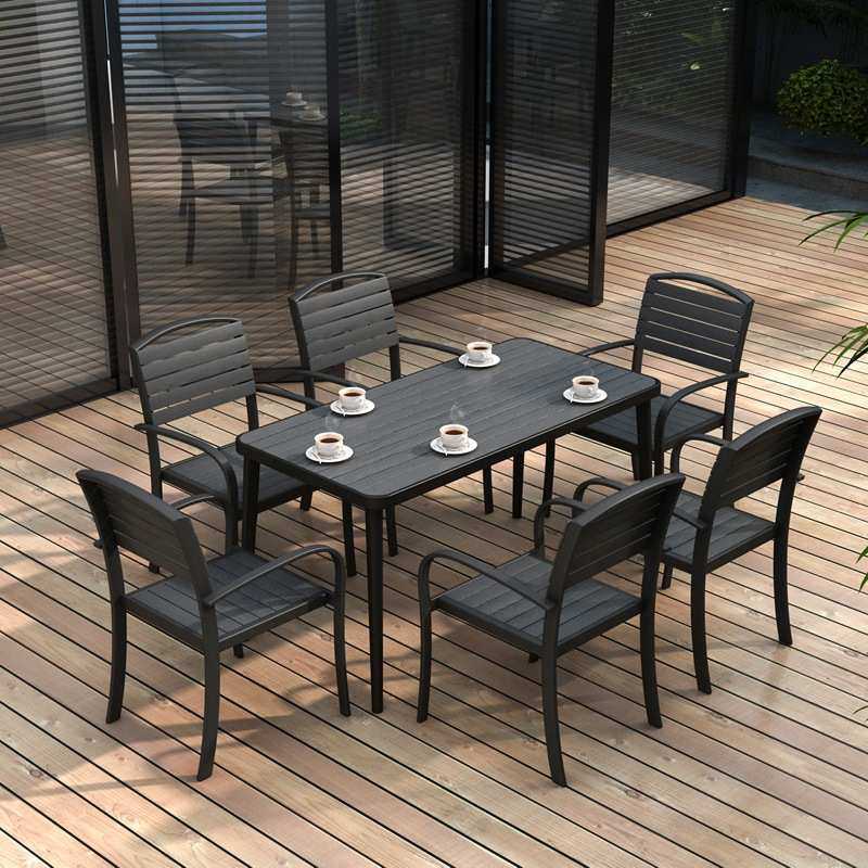 户外桌椅组合套装咖啡厅奶茶店室外庭院阳台休闲铁艺户外塑木桌椅,淘宝优惠券,粉丝福利购,淘宝优惠卷