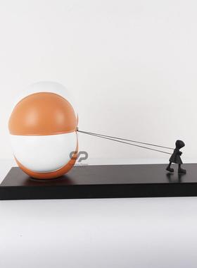 现代创意气柜球雕塑件办公室直播间放装饰CZJ树开脂工摆艺品