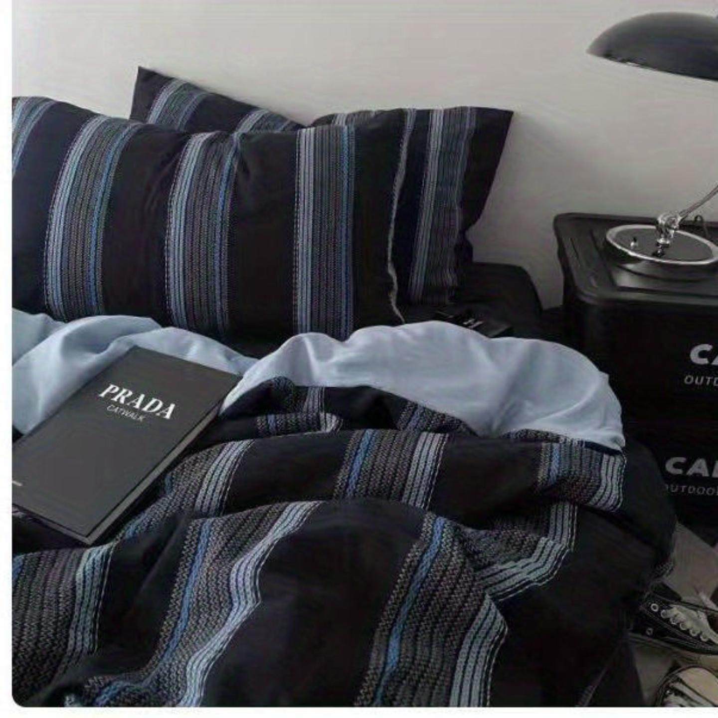 高级感简约复古条纹床单四件套亲肤单被套学生宿舍三件套,淘宝优惠券,粉丝福利购,淘宝优惠卷