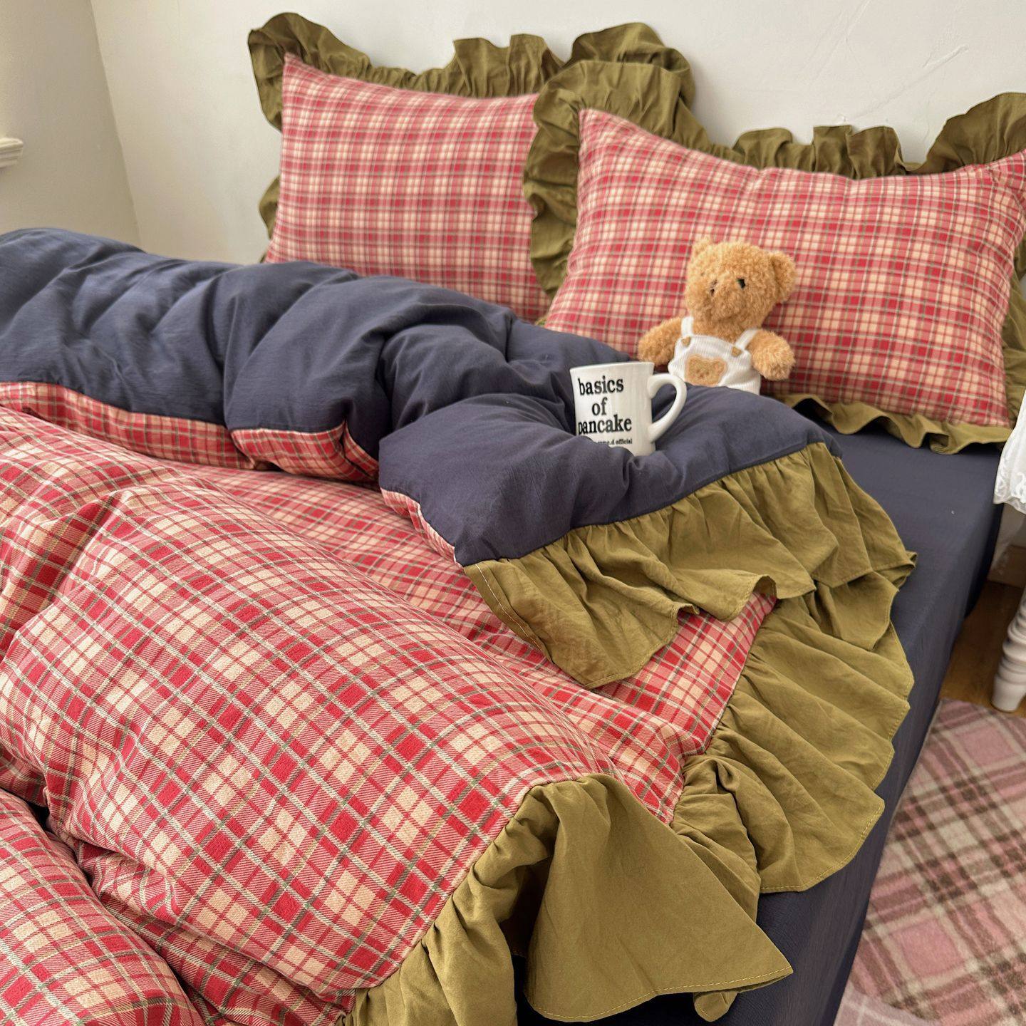 韩系ins复古四件套单双人花边被套床单亲肤水洗棉学生宿舍三件套,淘宝优惠券,粉丝福利购,淘宝优惠卷