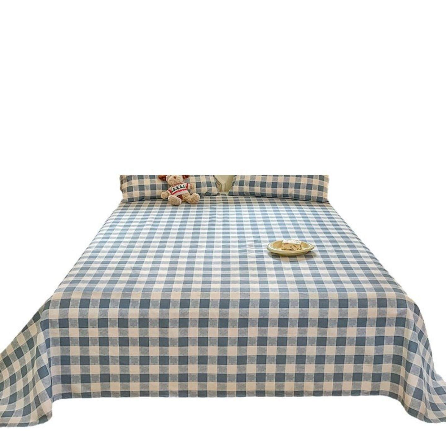 方格简约老粗布床单家用大床可机水洗学生宿舍亲肤床单三件套床品,淘宝优惠券,粉丝福利购,淘宝优惠卷