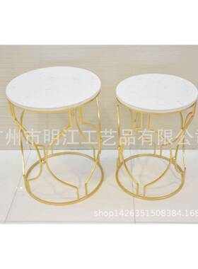 铁艺金色工艺白色大理石花架家居酒品饰SWF品店装桌子