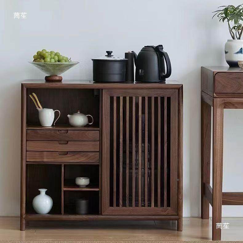 新中式老FNC实木茶水柜桌边柜黑胡桃木茶室餐边柜榆木垒烧水柜茶,淘宝优惠券,粉丝福利购,淘宝优惠卷
