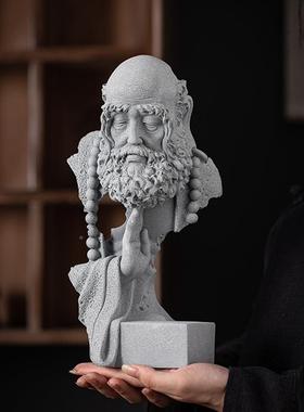 造中式悟20240723道摩祖家师茶宠摆件青砂石鱼缸达景居客厅玄关桌