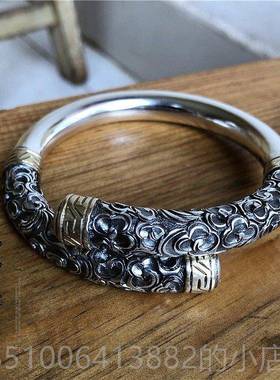 正品999金侣箍银手炼手工炼男士情纯手定海针猴王紧箍手炼