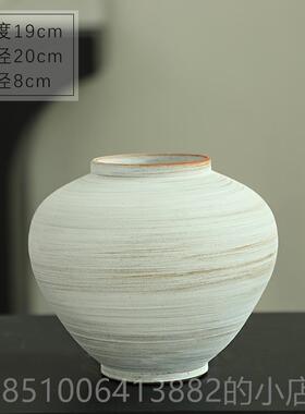 高档玄关景现代简约陶瓷花摆件色月亮罐粗陶罐兰瓶馨大肚瓷器白瓶