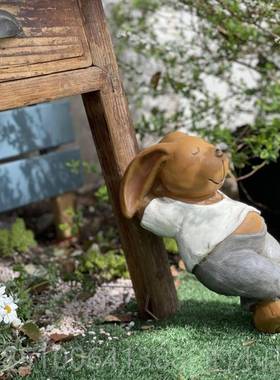 高档户外花装院饰园 庭置摆件 院子 园艺装布饰仿真动物兔子摆件