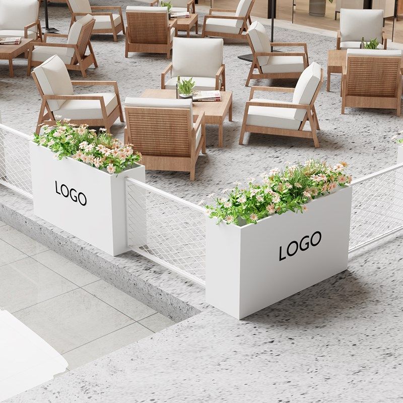 户外白色花箱围栏隔断镀锌板商业街咖啡店奶茶店铁艺庭院户外栅栏,淘宝优惠券,粉丝福利购,淘宝优惠卷