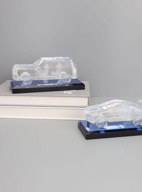 现代简约水晶汽车摆件样板房售楼部卧室书房客厅桌面玄关软装饰品