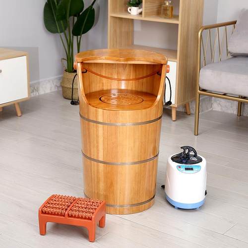 泡脚木桶橡木熏蒸001桶汽桶沐恒热温加足浴蒸足桶盆一件起批 - 图1