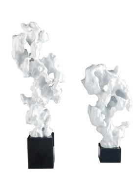 现代新中式白色珊瑚摆件书房书桌书柜桌面软装艺术工艺品摆设