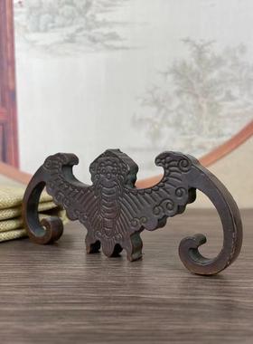 古玩收藏老铜实心蝙蝠笔架镇纸平放镇纸立起笔架寓意福从天降摆件