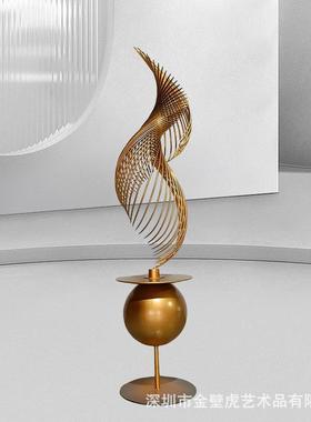 孔雀雕塑 金属抽象纯手工落地摆台多尺寸 酒店售楼部商业中心摆件