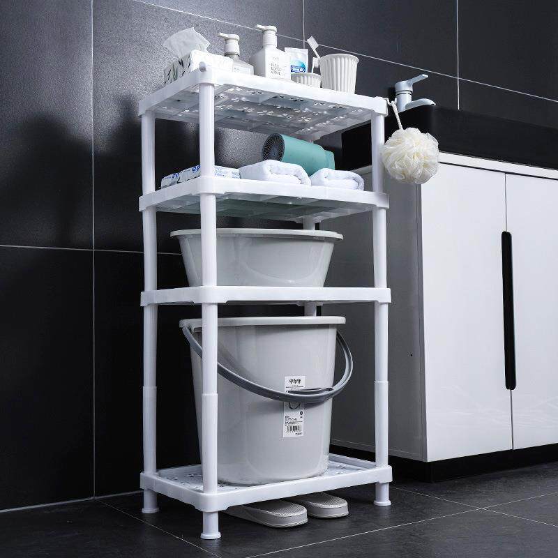 塑料厨房浴室置物架落地夹缝收纳架冰箱缝隙储物架多层桶盆收纳架 - 图0