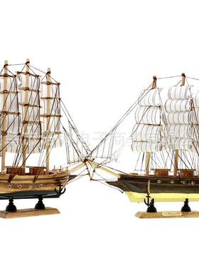 大号地中海风格木制帆船模型 船模 木制摆件 生日礼品手工