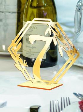 BT087 立体金银亚克力婚礼数字桌号牌桌位牌席位牌镜面摆台摆件
