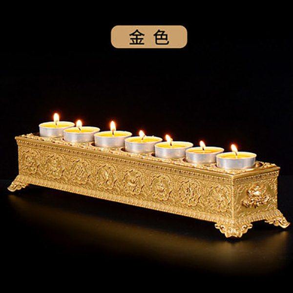 七星七盏黄铜酥油灯座卧香炉佛八吉祥多功能酥油灯架插香炉摆件,淘宝优惠券,粉丝福利购,淘宝优惠卷