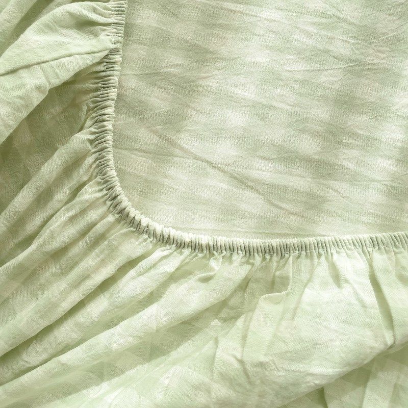 水洗棉床笠单件春夏季简约格子床罩防滑床单三件套宿舍床垫保护罩,淘宝优惠券,粉丝福利购,淘宝优惠卷