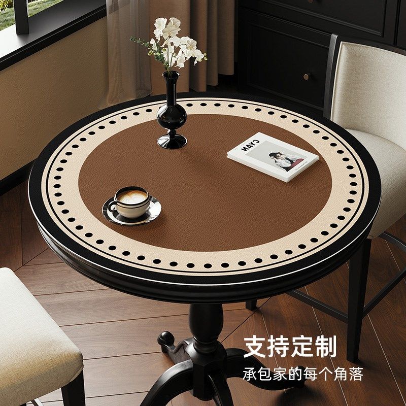圆桌垫法式小圆桌餐桌布防水防油免洗桌面保护垫子高级感茶几台布,淘宝优惠券,粉丝福利购,淘宝优惠卷