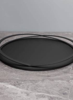 现代简约果金属盘金色钛样黑托盘摆件板0247房售楼部茶桌收纳饰品