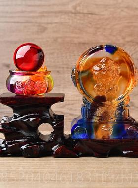 高档属鼠吉祥通鼓古法件琉璃摆2025蛇年吉祥物客厅公室装财办饰品
