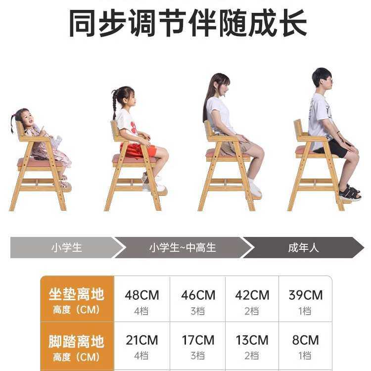 实木儿童学习椅子可升降调节靠背座椅学生写字坐姿矫正书桌椅餐椅,淘宝优惠券,粉丝福利购,淘宝优惠卷