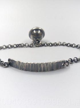 高档尚复古老银款时铃做旧银手链99足银手工铛私原创人订制纯银手