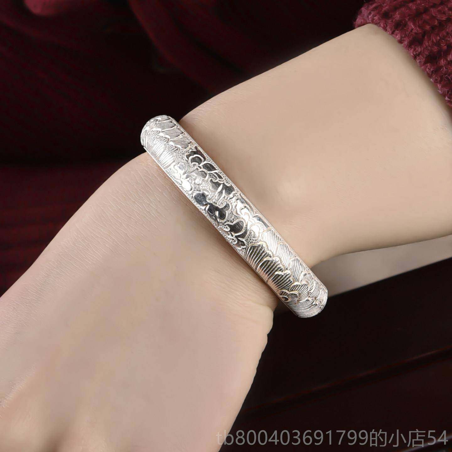 高档定制民族风古法老式熟真银银999足银纯手镯闭手口环可刻字扁,淘宝优惠券,粉丝福利购,淘宝优惠卷