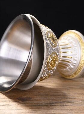 尼泊尔供水杯供酒西藏七供水碗八吉祥八供杯财神圣水杯不锈钢内胆