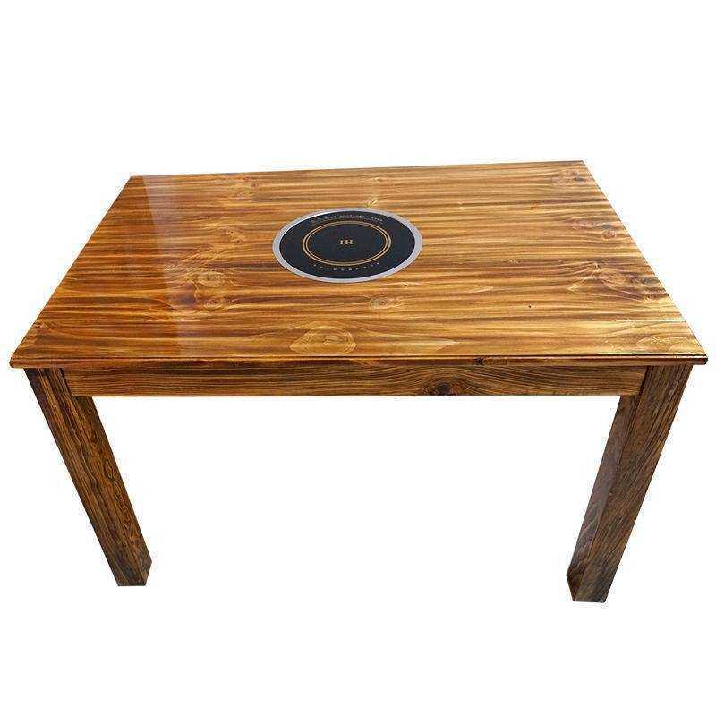 实木餐桌长方形火锅桌椅组合餐饮大排档吃饭圆桌子电磁炉一体商用,淘宝优惠券,粉丝福利购,淘宝优惠卷