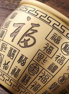 铜缸铜摆件百福聚财铜缸客厅家居聚宝盆底座五福临门小存钱罐