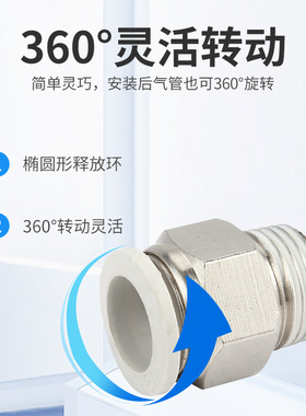 山特思白色气动螺纹直通PC46810121416-M5012346分气管快速插接头