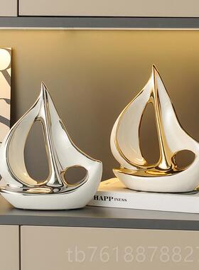 正品厅高级感一风顺帆船摆件家饰品轻奢高档客帆玄关酒柜电视柜居