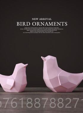 新款北简家约几何立电体小鸟摆件欧创意客厅酒柜视柜摆设摆饰居装